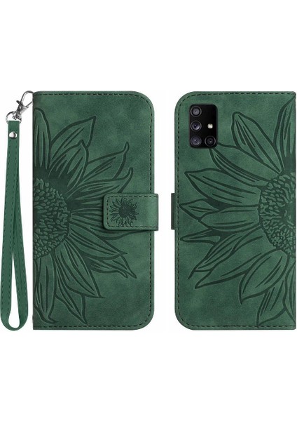 Kart Yuvaları Tutucu ile Samsung Galaxy A71 4g Için Kısa Kayış Flip Pu Telefon Kılıfı (Yurt Dışından)