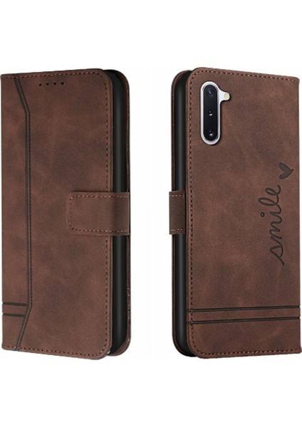 Samsung Galaxy Not 10 Için El Kayışı Flip Folio Cüzdan Kart Pu Telefon Kılıfı (Yurt Dışından)