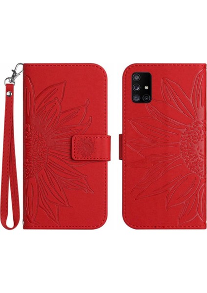 Kart Yuvaları Tutucu ile Samsung Galaxy A71 4g Için Kısa Kayış Flip Pu Telefon Kılıfı (Yurt Dışından)