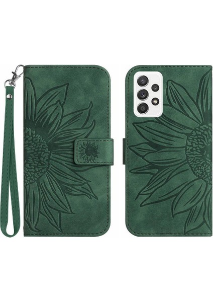Kart Yuvaları Tutucu ile Samsung Galaxy CASE/A52S Kabartmalı Ayçiçeği Için Telefon Kılıfı (Yurt Dışından)