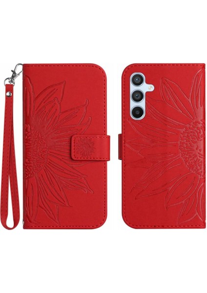 Samsung Galaxy M14 5g Kabartmalı Ayçiçeği Lüks Pu Deri Kısa Telefon Kılıfı (Yurt Dışından)