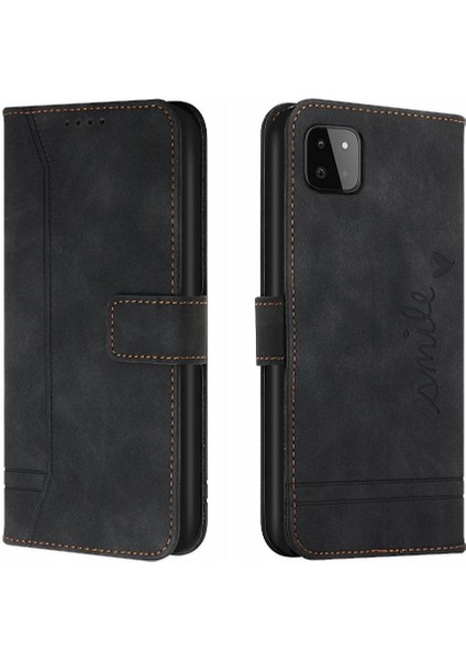 Samsung Galaxy A22 5g Manyetik Kapatma Için El Kayışı Pu Flip Telefon Kılıfı (Yurt Dışından)