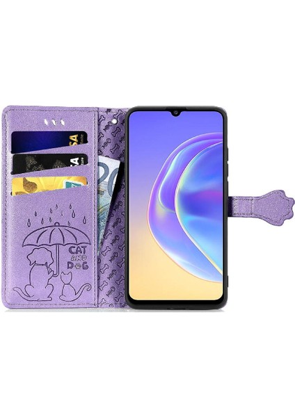 Vivo V21E 5g Için Kısa Kayış Deri Karikatür Hayvanlar Telefon Kılıfı (Yurt Dışından)