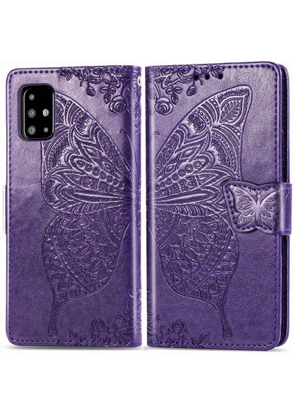 Samsung Galaxy A71 4g Kelebek Kanatları Narin Çiçekler Flip Darbeye Deri ile Uyumlu Telefon Kılıfı (Yurt Dışından)
