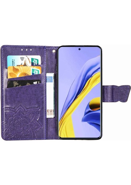 Samsung Galaxy A71 4g Kelebek Kanatları Narin Çiçekler Flip Darbeye Deri ile Uyumlu Telefon Kılıfı (Yurt Dışından)