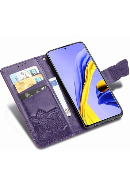 Samsung Galaxy A71 4g Kelebek Kanatları Narin Çiçekler Flip Darbeye Deri ile Uyumlu Telefon Kılıfı (Yurt Dışından)