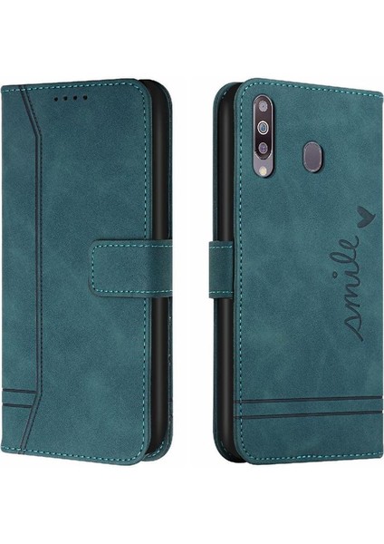 Samsung Galaxy A20S Manyetik Kapatma El Kayışı Pu Deri Için Telefon Kılıfı (Yurt Dışından)