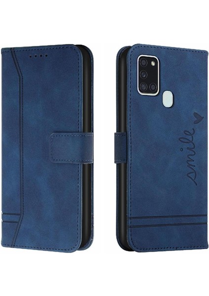 Samsung Galaxy A21S Için Pu Deri Kart Yuvaları Manyetik Telefon Kılıfı (Yurt Dışından)