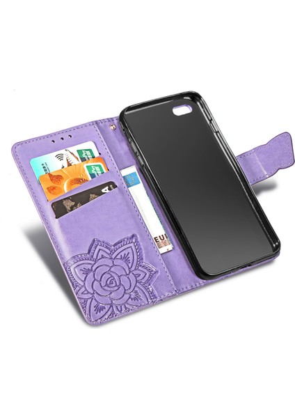 iPhone 7/8 Kelebek Kanatları Narin Çiçekler Flip Darbeye Deri ile Uyumlu Telefon Kılıfı (Yurt Dışından)
