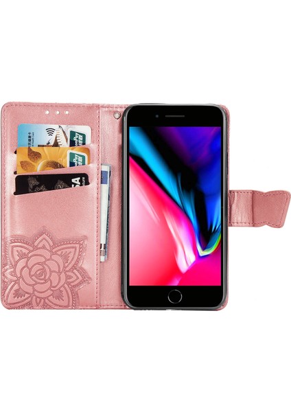 iPhone 7/8 Kelebek Kanatları Narin Çiçekler Flip Darbeye Deri ile Uyumlu Telefon Kılıfı (Yurt Dışından)
