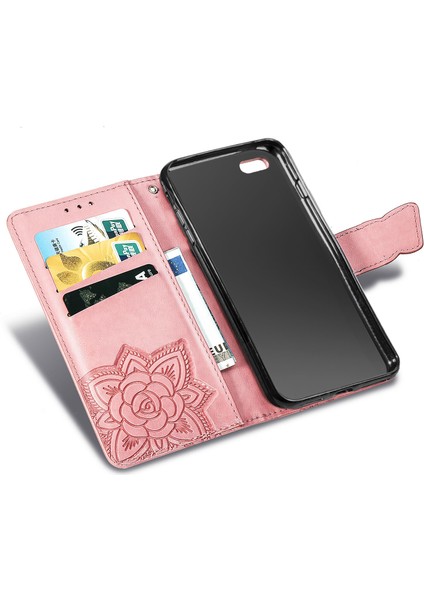iPhone 7/8 Kelebek Kanatları Narin Çiçekler Flip Darbeye Deri ile Uyumlu Telefon Kılıfı (Yurt Dışından)