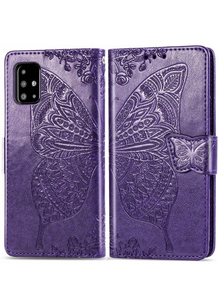 Samsung Galaxy A51 4g Kelebek Kanatları Narin Çiçekler Flip Darbeye Deri ile Uyumlu Telefon Kılıfı (Yurt Dışından)