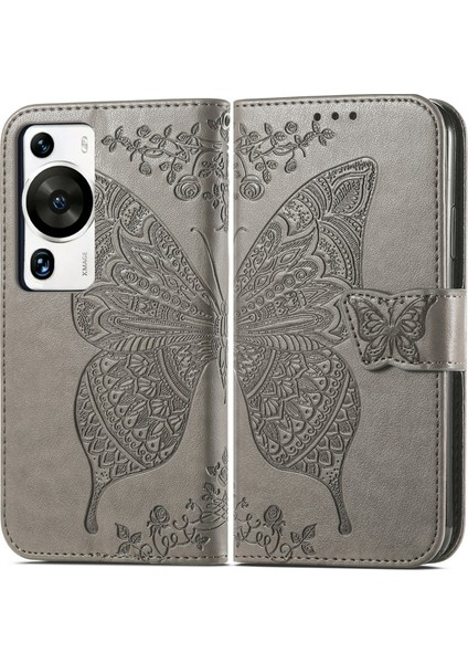 Huawei P60 Pro Kelebek Kanatları Narin Çiçekler Flip Darbeye Deri ile Uyumlu Telefon Kılıfı (Yurt Dışından) modelleri