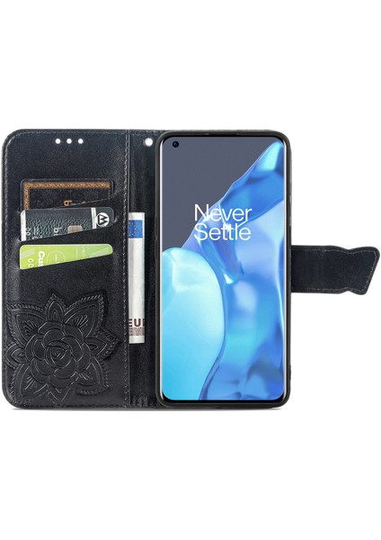 Oneplus 9 Pro Kelebek Kanatları Narin Çiçekler Darbeye Deri Telefon Kılıfı (Yurt Dışından)