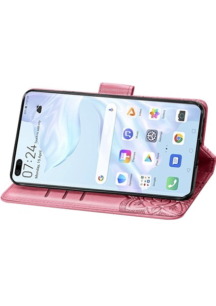 BDT Boutique Huawei P40 Kelebek Kanatları Narin Çiçekler Flip Darbeye Deri ile Uyumlu Telefon Kılıfı (Yurt Dışından)