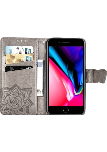 iPhone 7/8 Kelebek Kanatları Narin Çiçekler Flip Darbeye Deri ile Uyumlu Telefon Kılıfı (Yurt Dışından)