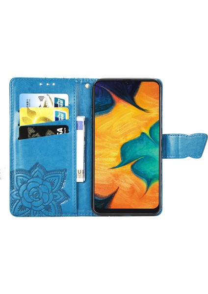 Samsung Galaxy A30/A20 Kelebek Kanatları Narin Çiçekler Flip Darbeye Deri ile Uyumlu Telefon Kılıfı (Yurt Dışından)