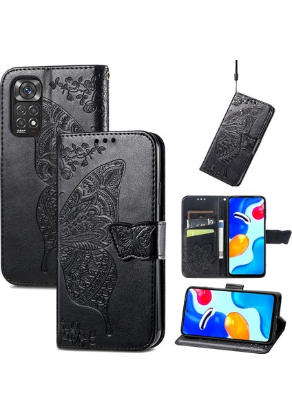 Xiaomi Redmi Note 11 4G/11S Kelebek Kanatları Narin Çiçekler Flip Darbeye Deri ile Uyumlu Telefon Kılıfı (Yurt Dışından)
