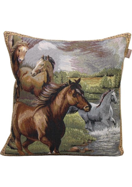 Belıeve Kızılatlar Goblen Kırlent 45*45 cm