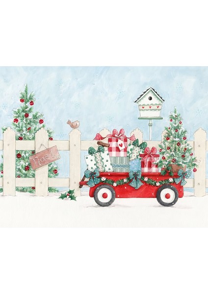 Vintage Christmas No:6 Desenli Amerikan Servisi Dikdörtgen 35 x 50 cm