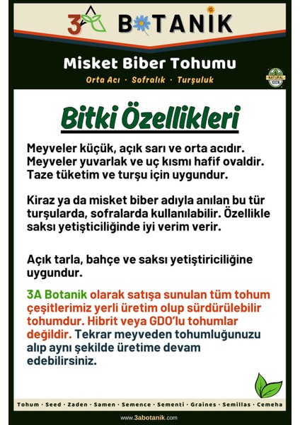 Misket Biber Tohumu, Yerli ve Sürdürülebilir Tohum, 5 Gram Biber Tohumu