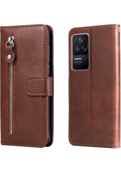 Xiaomi Poco F4 Fermuar Koruyucu Kapak Için Kılıf Kart Yuvası Tutucular Deri (Yurt Dışından)