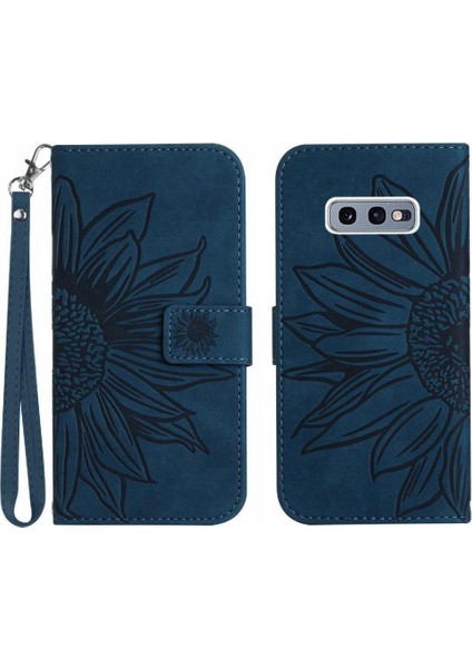 Samsung Galaxy S10E Kabartmalı Ayçiçeği Flip Cüzdan Telefon Kılıfı Pu (Yurt Dışından)