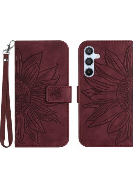 Kart Yuvaları Tutucu Kabartmalı Ayçiçeği ile Samsung Galaxy S23 Fe Için Kılıf (Yurt Dışından)