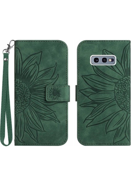Samsung Galaxy S10E Kabartmalı Ayçiçeği Flip Cüzdan Telefon Kılıfı Pu (Yurt Dışından)