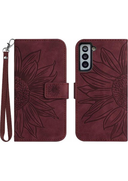 Samsung Galaxy S22 Artı Kısa Kayış Kabartmalı Ayçiçeği Kartı ile (Yurt Dışından)