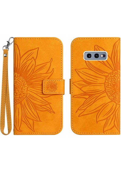 Samsung Galaxy S10E Kabartmalı Ayçiçeği Flip Cüzdan Telefon Kılıfı Pu (Yurt Dışından)