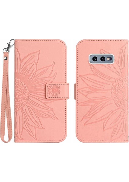 Samsung Galaxy S10E Kabartmalı Ayçiçeği Flip Cüzdan Telefon Kılıfı Pu (Yurt Dışından)