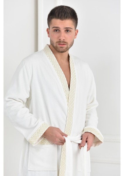 Tuğra Erkek Bornoz Krem Large