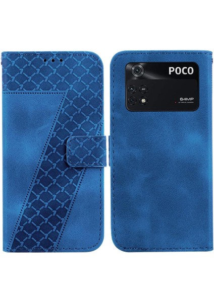 Telefon Kılıfı Için Xiaomi Poco M4 Pro 4g Pu Deri Flip Folio Kapak Kabartmalı (Yurt Dışından)