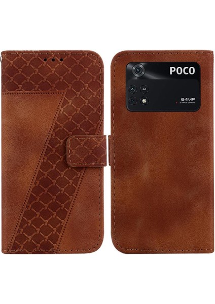 Telefon Kılıfı Için Xiaomi Poco M4 Pro 4g Pu Deri Flip Folio Kapak Kabartmalı (Yurt Dışından)
