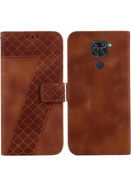 Telefon Kılıfı Için Xiaomi Redmi Not 9 Kabartmalı Desen Pu Deri Kart Yuvası (Yurt Dışından)