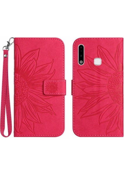 Kart Yuvaları Tutucu Kabartmalı Ayçiçeği Pu ile Samsung Galaxy A70E Için Kılıf (Yurt Dışından)