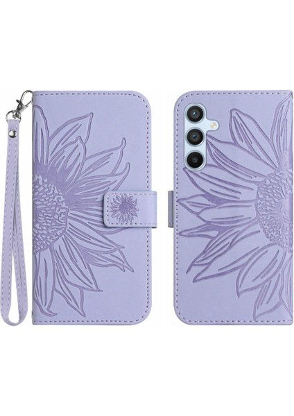 Samsung Galaxy Case 5g Flip Cüzdan Telefon Kılıfı Için Kabartmalı Ayçiçeği (Yurt Dışından)