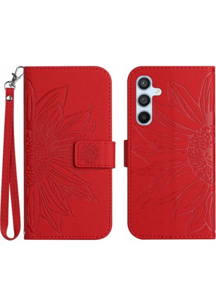 Kart Yuvaları Tutucu Kabartmalı Ayçiçeği ile Samsung Galaxy A54 5g Için Kılıf (Yurt Dışından)