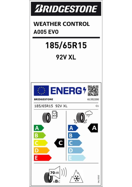185/65 R15 92V Xl A005 Evo Oto 4 Mevsim Lastiği (Üretim Yılı: 2024)