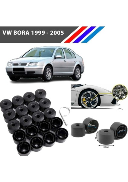 - Vw Bora Bijon Civata Kapağı Siyah Renk 20 Adetli Set 17MM 1K06011739B9
