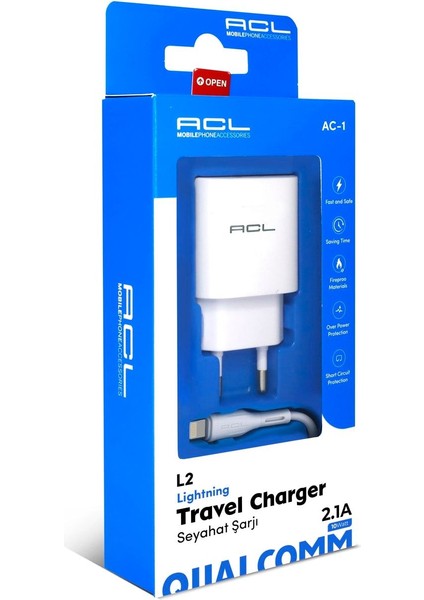 L2 Powerclassic™ 2.1A Lightning USB Kablolu Duvar Şarj Aleti