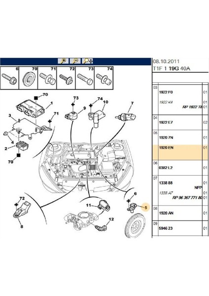 Volant Sensörü 206 406 307 308 C4 C5 (1920EN-BPE379008)