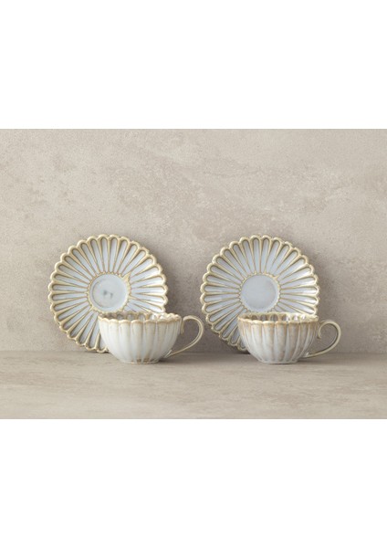 Fiore New Bone China 4 Parça 2 Kişilik Kahve Fincan Takımı Gri modelleri