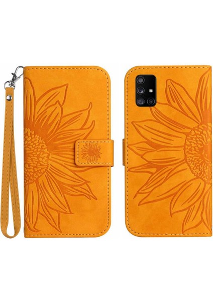 Kart Yuvaları Tutucu Kısa Kayış Kabartmalı Pu ile Samsung Galaxy M51 Için Kılıf (Yurt Dışından)