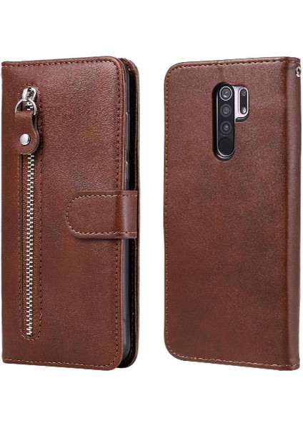 Xiaomi Redmi 9 Için Kılıf Koruyucu Kapak Fermuar Deri Kart Yuvası Tutucular (Yurt Dışından)