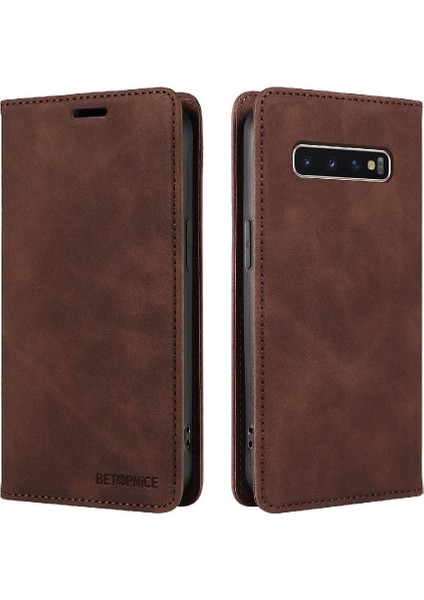 Samsung Galaxy S10 Pu Deri Folio Cüzdan Manyetik Koruyucu Kılıf (Yurt Dışından)
