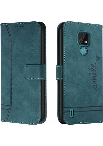 Motorola Moto E7 El Kayışı Flip Folio Cüzdan Pu Deri Için Telefon Kılıfı (Yurt Dışından)