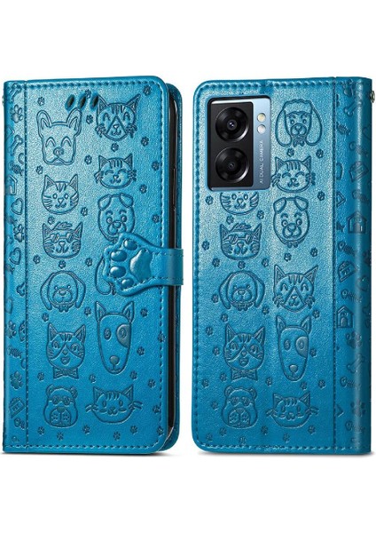 Oppo A57 5g Flip Kapak Için Kılıf Karikatür Hayvanlar Kısa Kayış Deri Kılıf (Yurt Dışından)