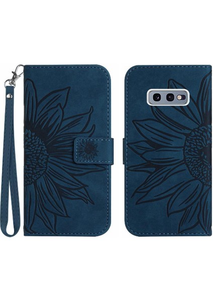 Samsung Galaxy S10E Kabartmalı Ayçiçeği Flip Cüzdan Telefon Kılıfı Pu (Yurt Dışından)